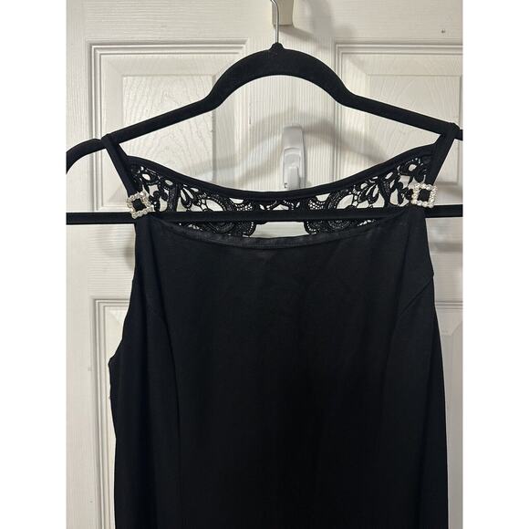 Scott McClintock Black Floor Length Vintage Back Lace Dress Size 10 - Picture 4 of 7